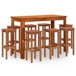 vidaXL Ensemble de bar de jardin 9 Pièces Bois d'acacia solide