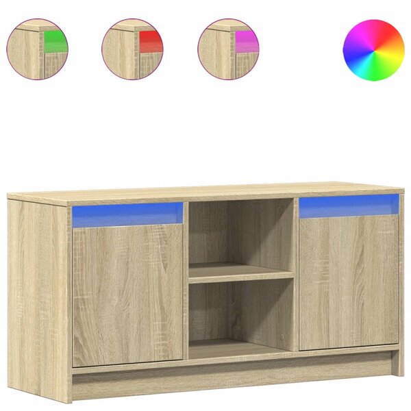 vidaXL Meuble TV avec LED chêne sonoma 100x34x50 cm bois d'ingénierie