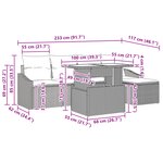 vidaXL Ensemble de 6 canapés de jardin avec coussins beige en poly rattan