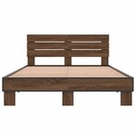 vidaXL Cadre de lit chêne marron 120x190 cm bois d'ingénierie et métal