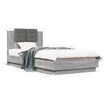 vidaXL Cadre de lit avec tête de lit sonoma gris 90x200 cm