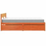 vidaXL Lit avec tiroirs/matelas cire marron 120x190 cm bois massif pin