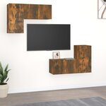 vidaXL Ensemble de meubles TV 4 Pièces Chêne fumé Bois d'ingénierie