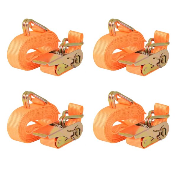 vidaXL Sangle d’arrimage à cliquet 4 Pièces 0 4 tonne 6 m x 25 mm Orange
