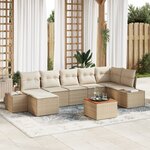vidaXL Ensemble de canapé de jardin 8 pièces avec coussins en poly rotin beige et acacia