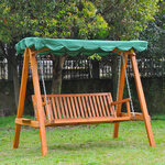 Balancelle de jardin 3 places 2 tablettes support 1 95L x 1 3l x 1 85H m charge max. 360 Kg bois de pin vert