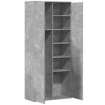 vidaXL Buffet haut gris béton 80x35x180 cm bois d'ingénierie