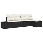 vidaXL Ensemble de canapé de jardin 5 pièces avec coussins noir en poly rattan