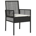 Ensemble de salle à manger de jardin 5 pièces avec coussins en poly rattan noir
