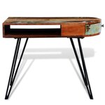 Bureau table meuble travail informatique en bois solide recyclé avec pieds broche en fer 0502087
