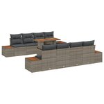 vidaXL Ensemble de salle à manger de jardin 9 pièces avec coussins gris en poly rattan et acacia