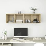 vidaXL Meuble TV mural Chêne sonoma 37x37x142 5 cm Bois d’ingénierie