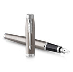 PARKER IM ESSENTIEL Stylo plume  Acier  Plume fine  encre bleue  Coffret cadeau