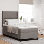 lit box spring vidaXL avec matelas et LED - taupe  100x200 cm en tissu