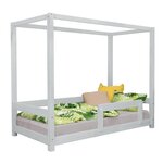 Lit cabane enfant BUNKY 140 x 200 gris clair