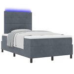 vidaXL Lit Box Spring avec Matelas & LED Gris Foncé 120x200 cm Velours