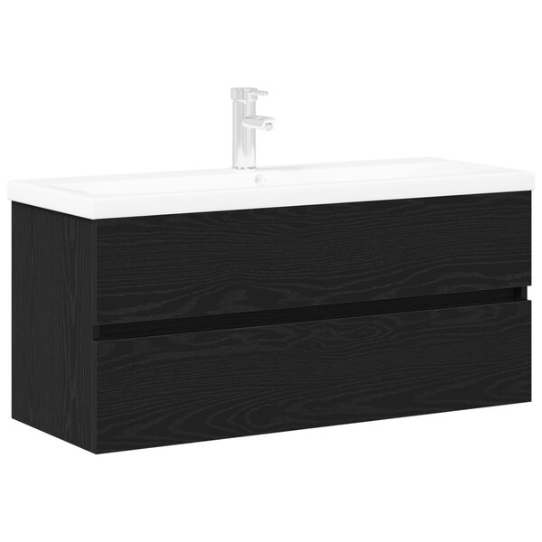 vidaXL Cabinet sous lavabo avec lavabo intégré en bois d'ingénierie chêne noir