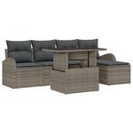 vidaXL Ensemble de Canapé de Jardin de 6 Pièces avec Coussins Gris Poly Rattan