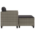 vidaXL Canapé de jardin 2 places avec tabourets gris clair poly rotin