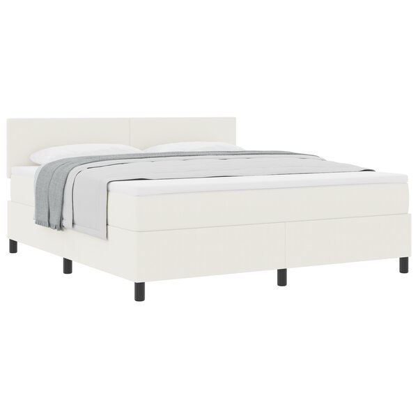 vidaXL Lit à ressorts avec Crème de Matelas Super King Tissu en velours côtelé