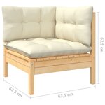 Salon de jardin meuble d'extérieur ensemble de mobilier 4 pièces avec coussins crème bois de pin 02_0016126