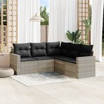vidaXL Salon de jardin 5 Pièces avec coussins gris clair résine tressée