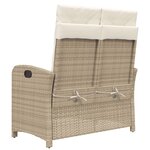 vidaXL Banc inclinable de jardin avec coussins beige résine tressée