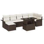 Set de canapé de jardin vidaXL 8 pièces avec coussins marron en polyrotin