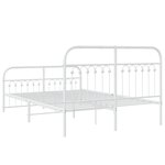 vidaXL Cadre de lit métal sans matelas et pied de lit blanc 140x190 cm