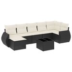 vidaXL Salon de jardin 8 Pièces avec coussins noir résine tressée