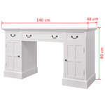 vidaXL Bureau à double piédestal Blanc 140 x 48 x 80 cm