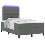 vidaXL Lit à Sommier avec Matelas et LED Gris Foncé 120x190 cm en Tissu