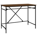 Bureau table poste de travail meuble d'ordinateur informatique étude chêne 100 x 50 x 75 cm bois d'ingénierie et fer brun 02_0023598