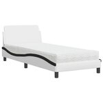 vidaXL Lit avec matelas blanc et noir 90x200 cm similicuir