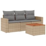 vidaXL Salon de jardin avec coussins 4Pièces mélange beige résine tressée