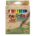 Carioca Joy Lot de 12 marqueurs à pointe fine Eco Family - Encre super lavable - Pointe fine verrouillée 2 8 mm - Capuchon ventilé - Différentes couleurs