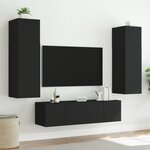vidaXL Meubles TV muraux avec lumières LED 2 Pièces noir 60x35x41 cm