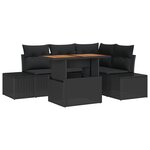 vidaXL Ensemble de salle à manger de jardin de 5 pièces avec coussins Rattan poly noir Acacia