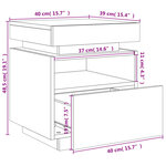 vidaXL Armoire de chevet avec lumières LED chêne marron 40x39x48 5 cm