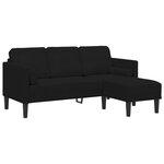 vidaXL Sofa 3 places avec chaise L en velours noir de 160 cm