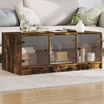 vidaXL Table basse avec portes en verre chêne fumé 102x50x42 cm
