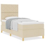 vidaXL Lit box spring avec matelas crème 100x200 cm tissu