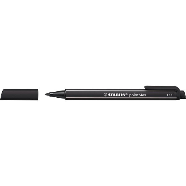 Stylo-feutre, PointMAX, pointe large 0,8 mm en nylon - Noir  (boîte 30 unités)