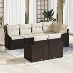 vidaXL Ensemble de salle à manger de jardin 7 pièces avec coussins en poly rattan marron