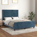 vidaXL Cadre de lit sans matelas bleu foncé 140x190 cm velours