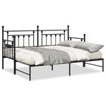 vidaXL Cadre de lit de jour avec lit gigogne Noir 75x190 cm en acier