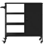 vidaXL Chariot de cuisine noir 87 5x38 5x84 5 cm bois d'ingénierie