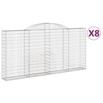 vidaXL Paniers à gabions arqués 8 Pièces 300x30x140/160 cm fer galvanisé
