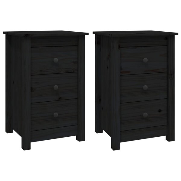 vidaXL Tables de chevet 2 Pièces Noir 40x35x61 5 cm Bois de pin massif