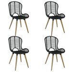 vidaXL Chaises à manger lot de 4 noir rotin naturel